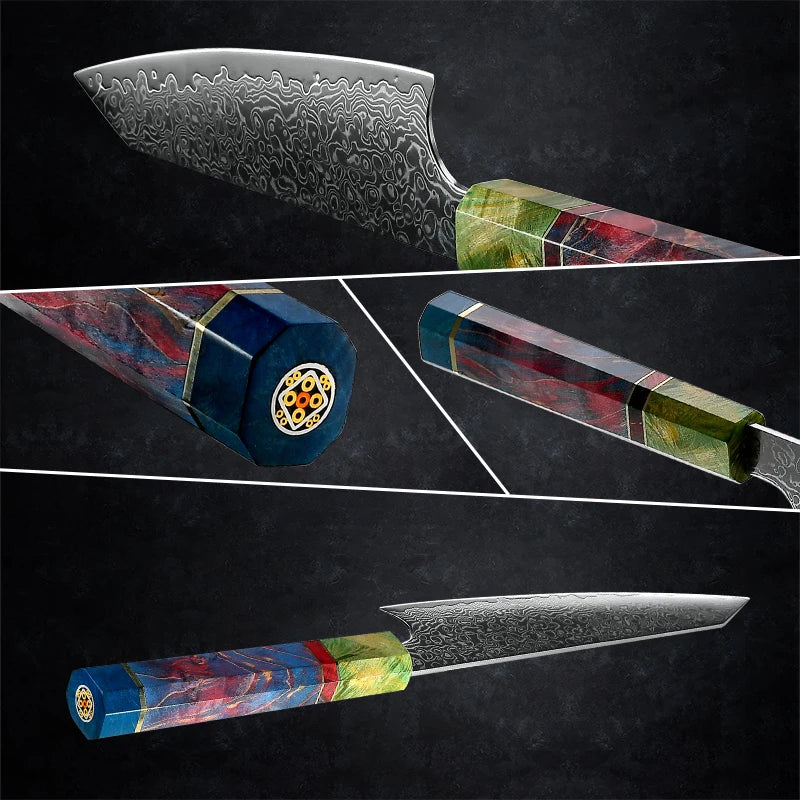 KD Japanese 6" Damascus AUS10 Kitchen Chef Knife with Gift Box