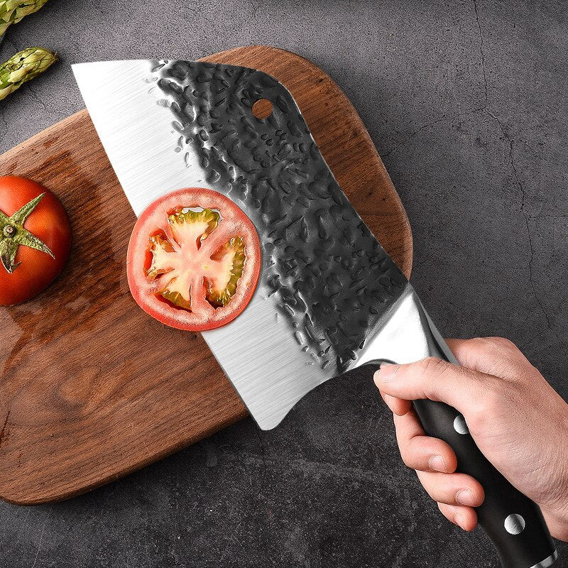 KD Forged Butcher Kitchen Knife Handmade High-Carbon Clad Steel Knife Cleaver Filleting Slicing Knife