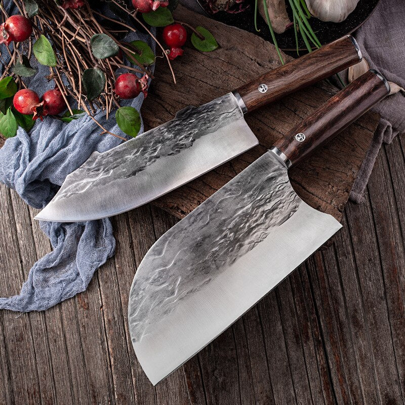 KD Traditional Forged Kitchen Knife Set Handmade Hammer Stainless Steel Chef's Chopper Cooking Knives