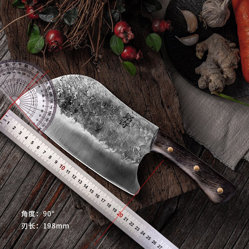 Traditional Handmade Kitchen Knife Stainless Steel Chopper Knife Sheath Sharpener Stone Tools