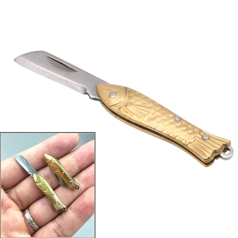 KD Fish Shape Keyring Pocket Keychain Folding Folder Knife