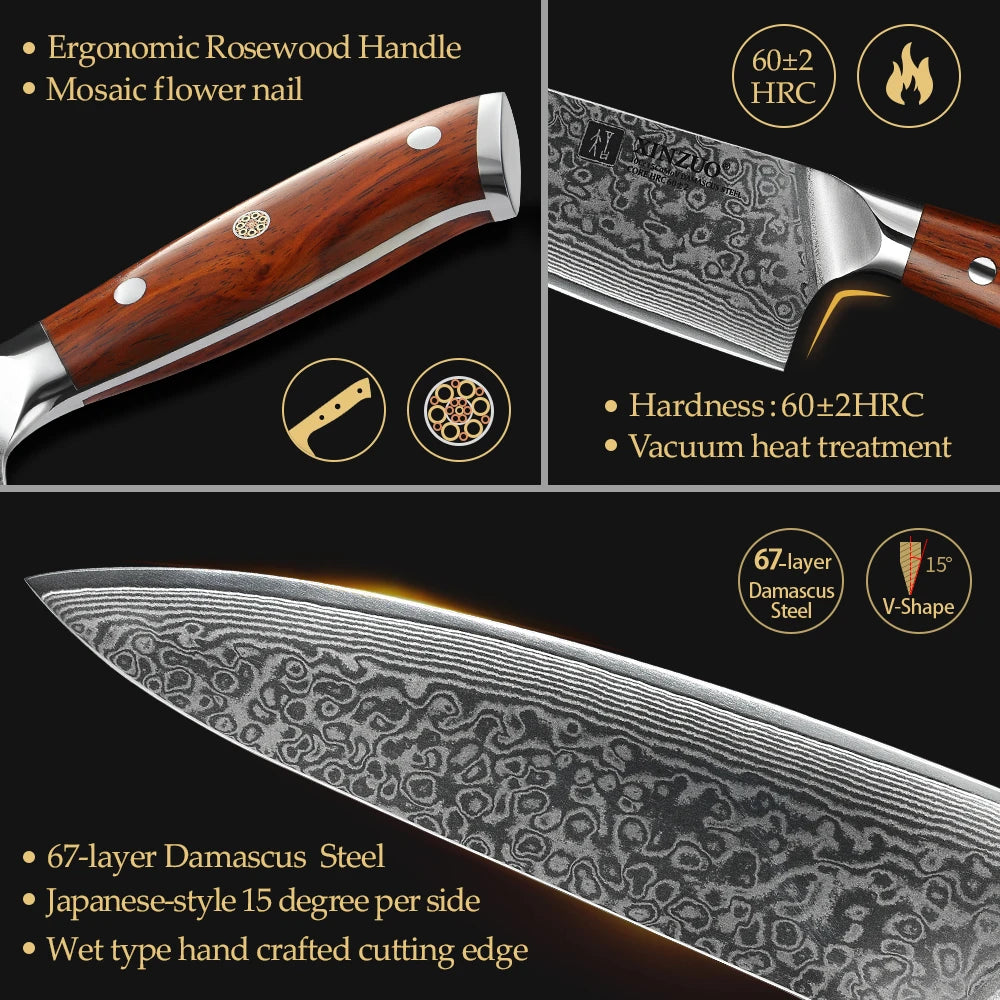 8.5 Inch Chef Knives VG10 67 Layer Damascus Rosewood Handle with Gift Box