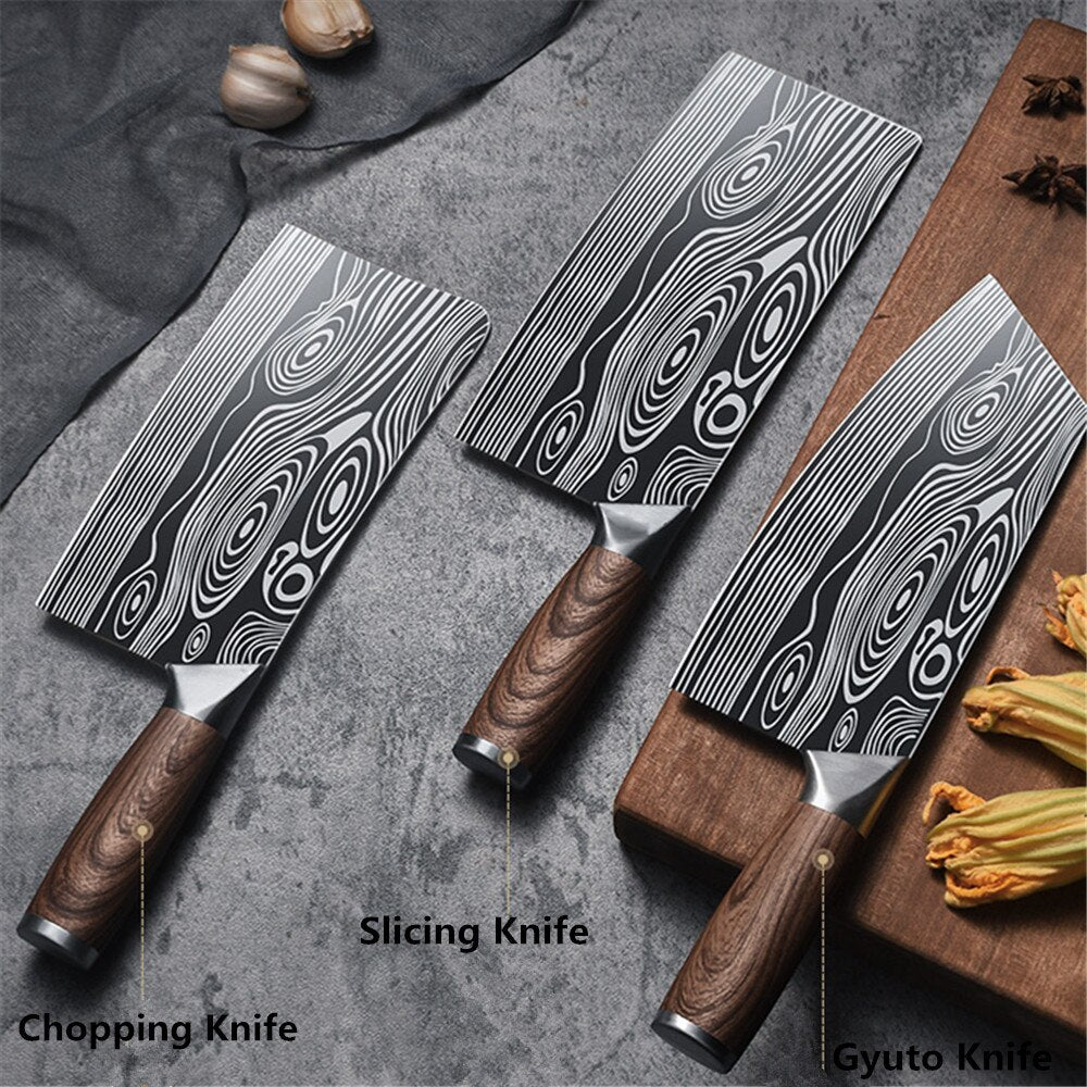 KD Chinese Kitchen Chef Knives Set Meat Chopping Cleaver Slicing Stain –  Knife Depot Co.