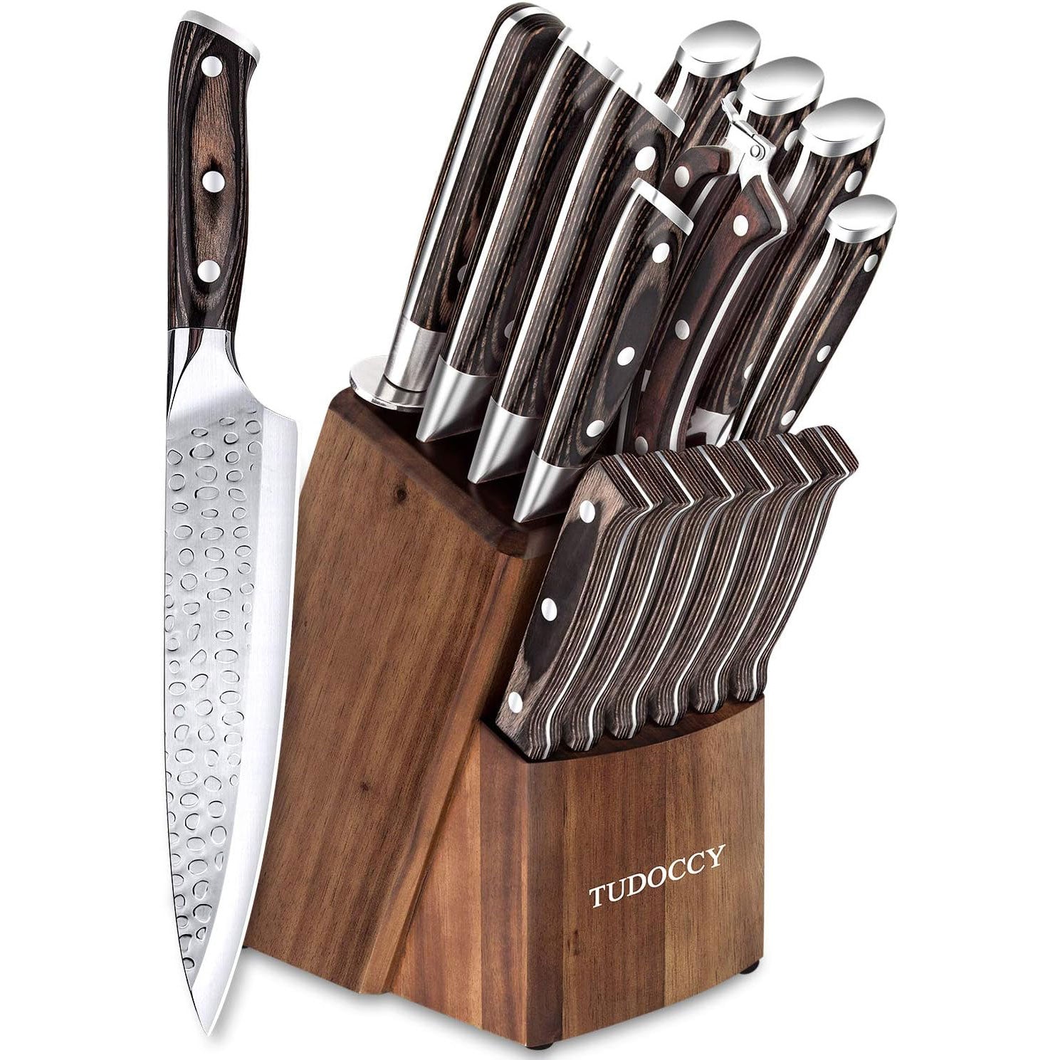 KD 16 pcs Kitchen Knife Set With Wooden Block