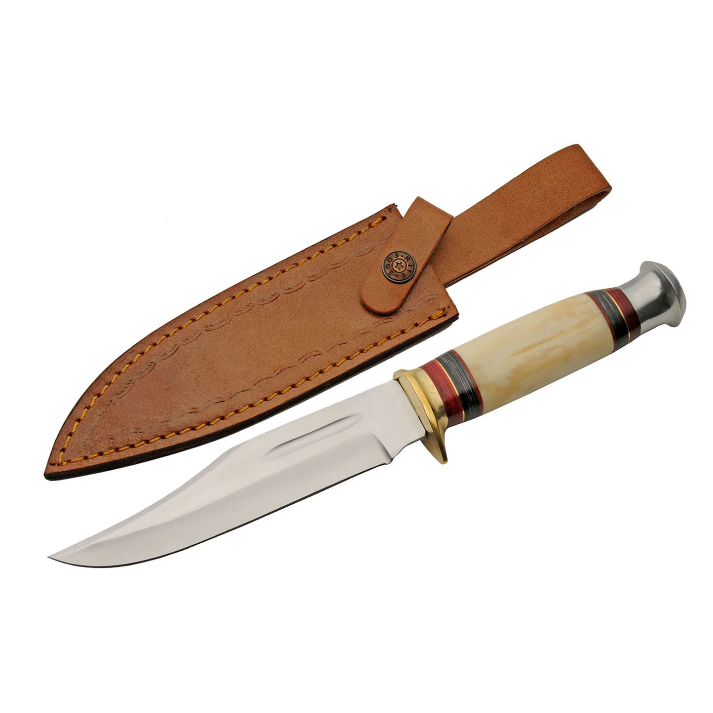 KD Bone Handle Red Outdoor Hunting Knife With Sheath