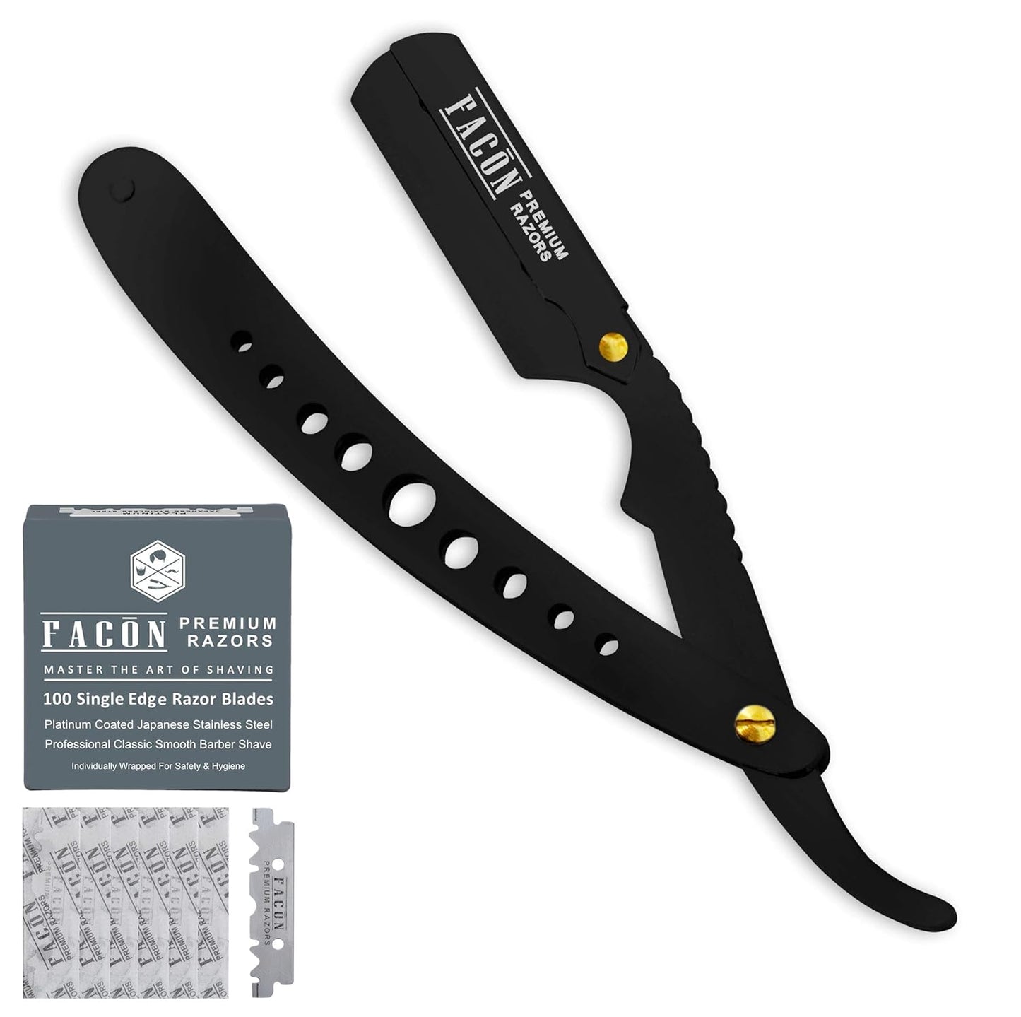 KD Classic Straight Edge Barber Razor  with 100 Pack Blades