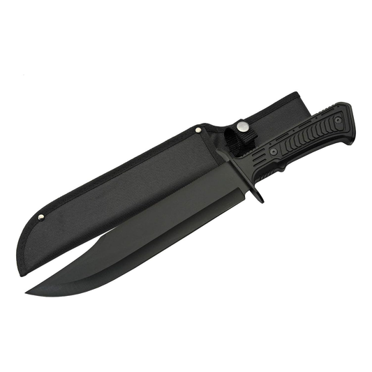 KD Hunting Knife 15" Outdoor Survival Black Tech Bowie Blade Knife