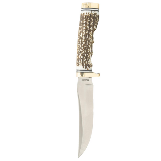 KD Hunting Knife 5" Stainless Steel with Sharpening Stone and Leather Belt Sheath