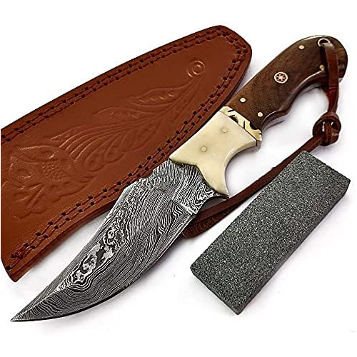 KD Hunting Knife Bushcraft Knife Damascus Steel With Sheath