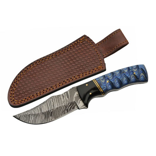KD Hunting Knife Damascus Steel Full Tang Outdoor Hunting Knife with Sheath