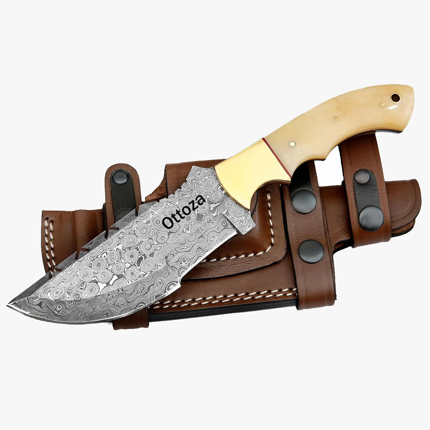 KD Hunting Knife Damascus Steel Knife with Sheath