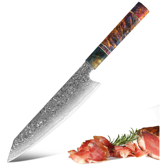KD Japanese Kiritsuke Chef Knife 8" Damascus Steel Kitchen Knife with Sheath