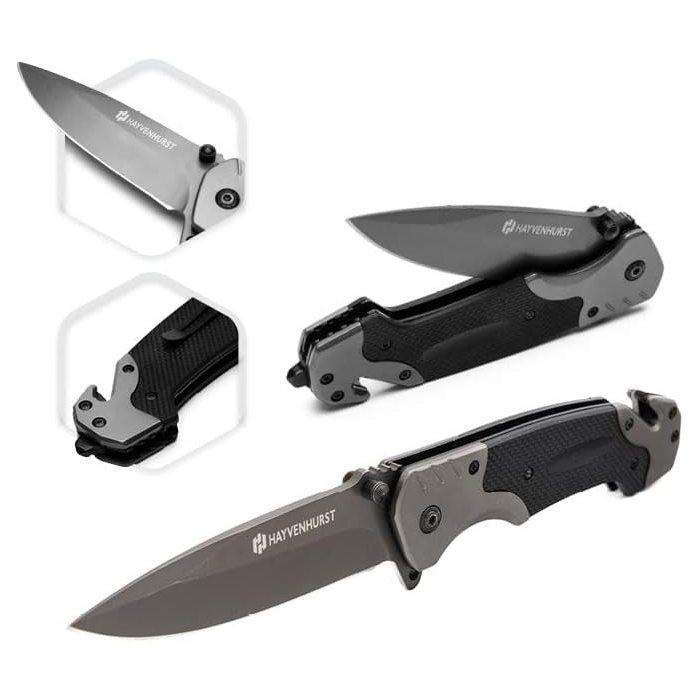 KD Pocket Folding Knife With Pocket Clip Bottle Opener