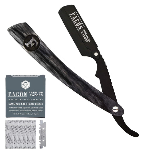 KD Wooden Straight Edge Barber Razor with 100 Blades