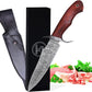KD Hunting Knife Damascus Steel Survival Knife with Leather Sheath