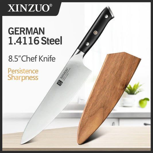 KD 8.5'' Inch Chef Knife German Kitchen KnivesMeat Tools with Ebony Handle