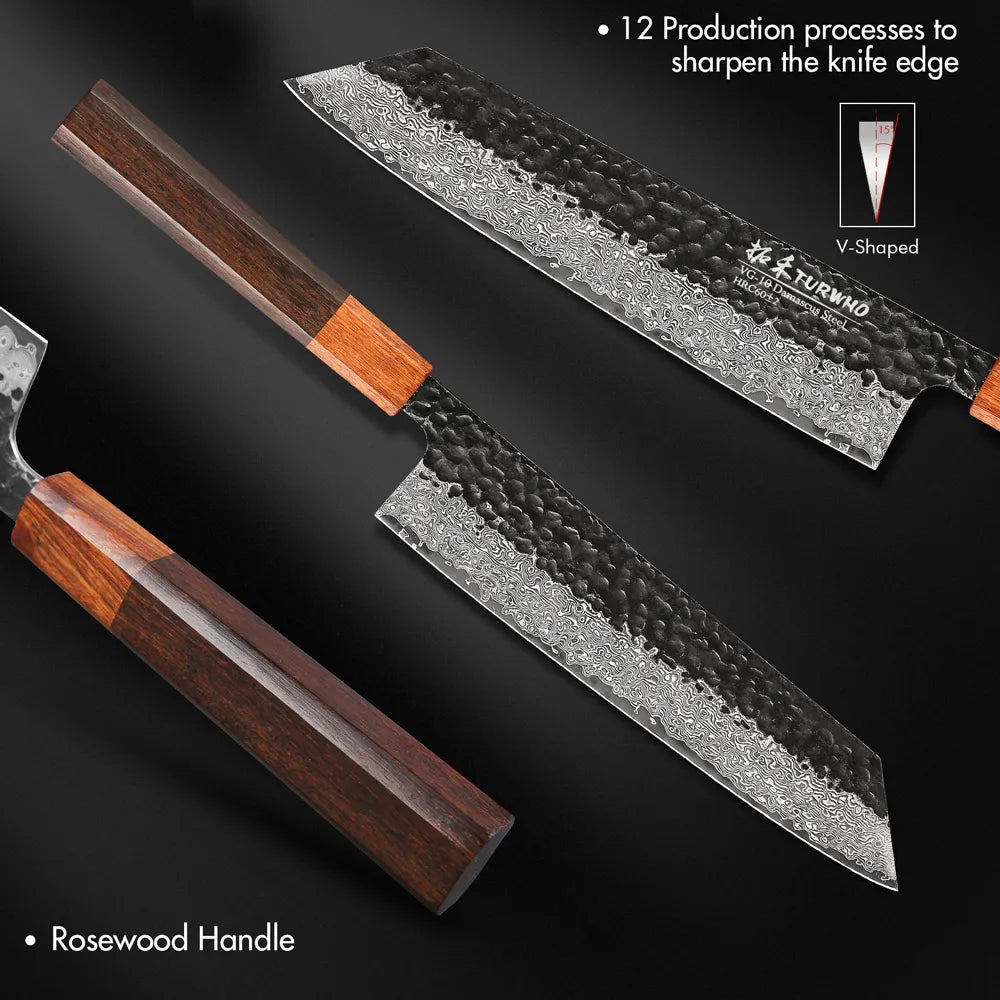 KD 8 inch Japanese Kiritsuke Knife Damascus Steel Hand Forged Steel