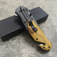 KD Outdoor Portable Folding Knife Wooden Handle Hunting