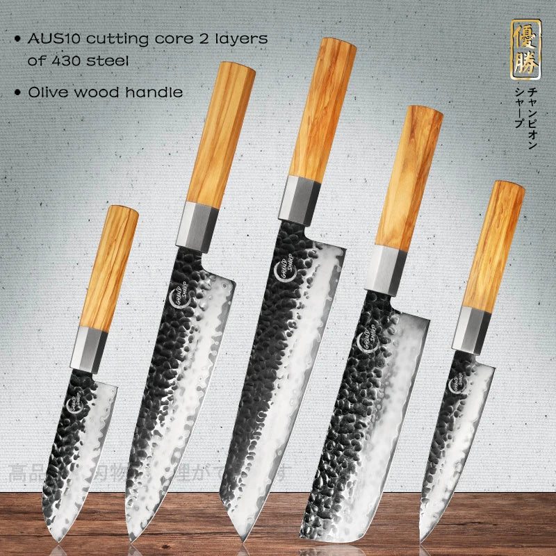 KD 2 Layers AUS-10 Steel Japanese Chef Knives Kitchen Knife Set