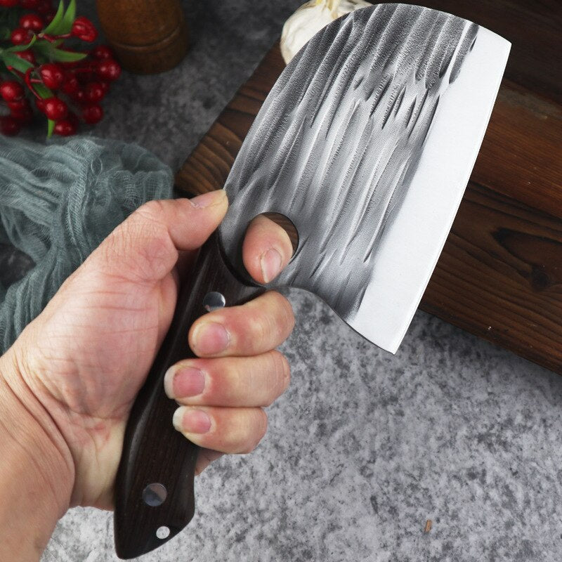 KD Serbian Kitchen Butcher Knives Forged Chef Meat Vegetable Fruit Cleaver Knife Leather Sleeves Knives