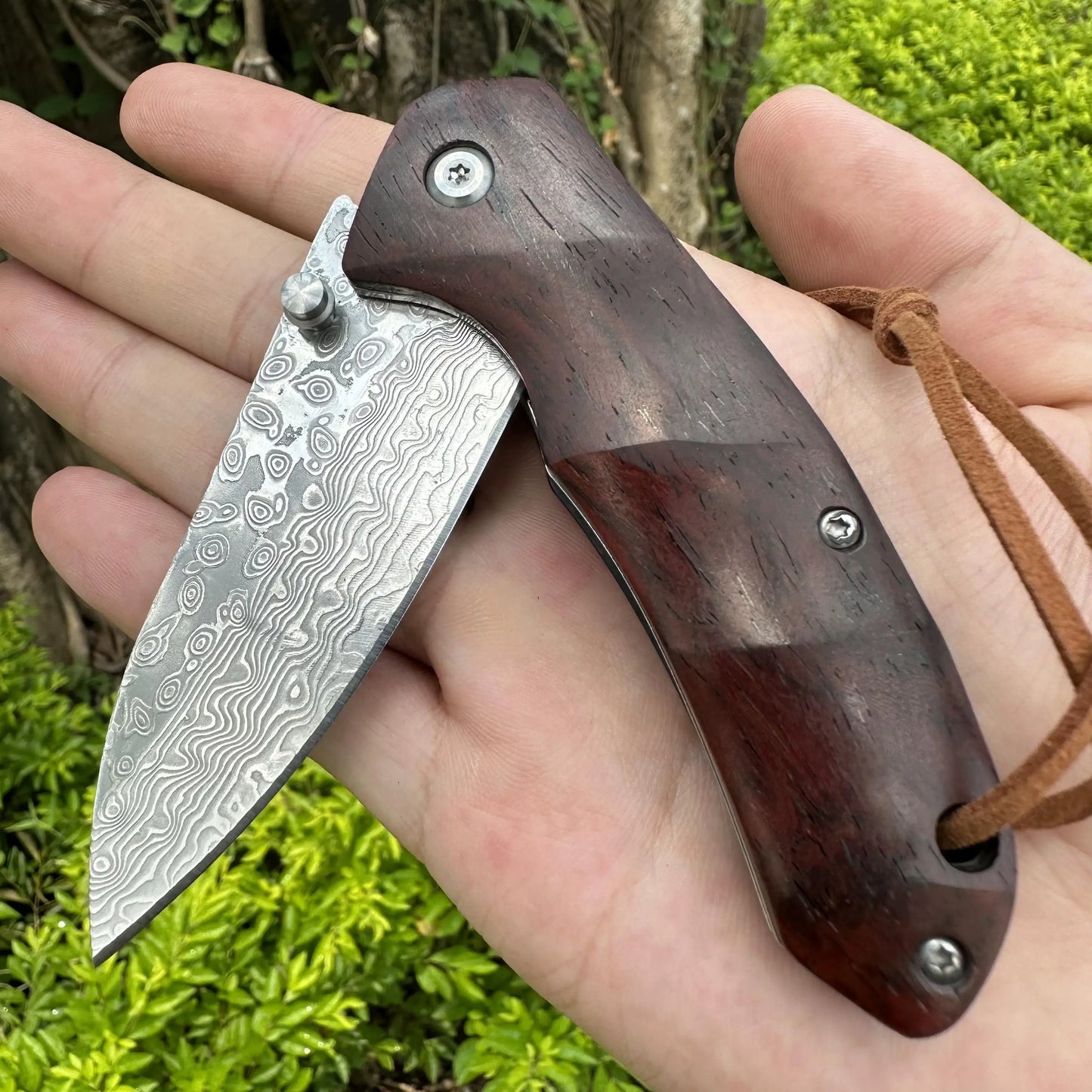 KD Handmade VG10 Damascus Pocket Knife Camping Folding Knife