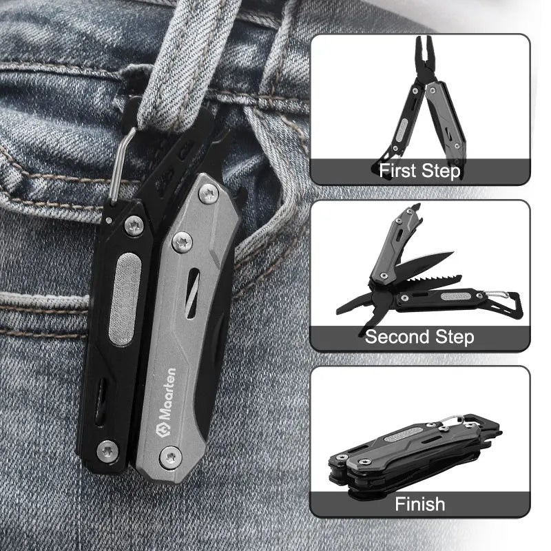 KD 9-in-1 Stainless Steel Multi Tool Pocket Knife Multitool Pliers