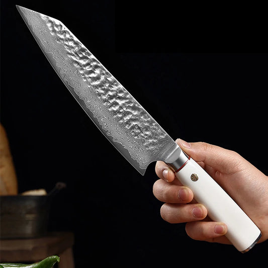 KD Hammer Pattern 67 Layer Forging Damascus Kiritsuke Knife