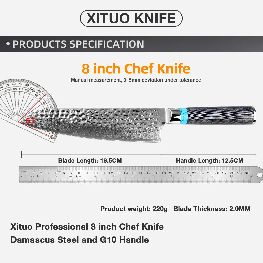 KD 8 inch VG10 Blade Damascus Steel Knife 67 Layers Japanese Chef Knives Gift