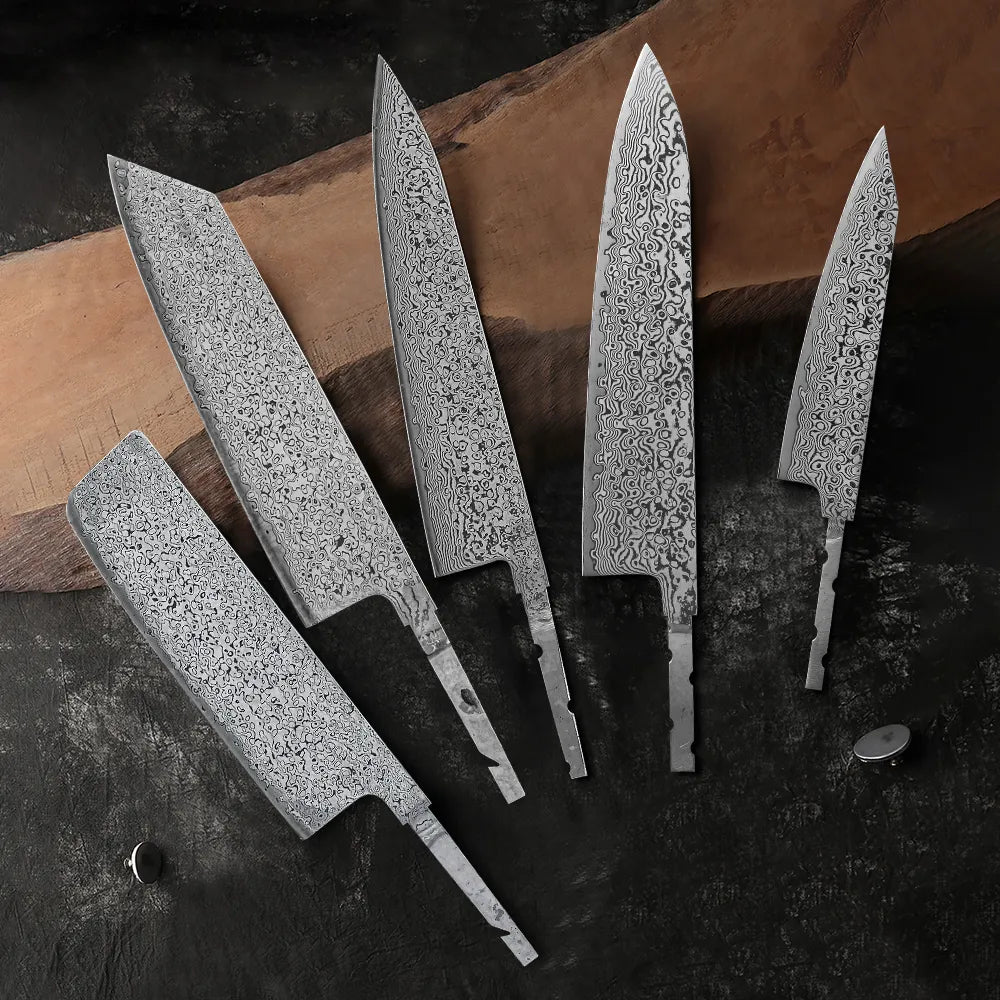 KD DIY Chef Knives Blank Kiritsuke Nakiri Utility Knives Damascus Steel VG10 Blade