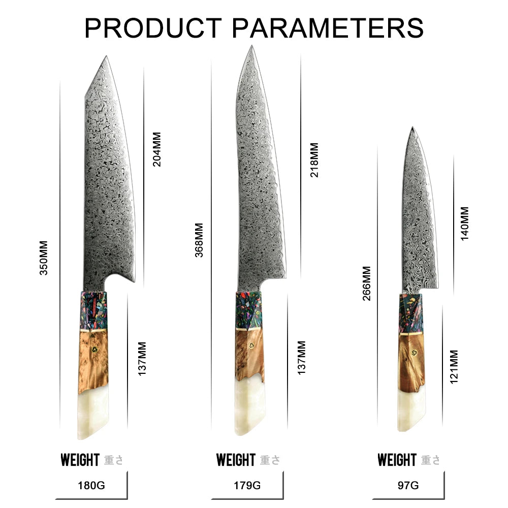 KD Kitchen Knife Sets 67 Layers Japanese Damascus Knife VG10 Steel