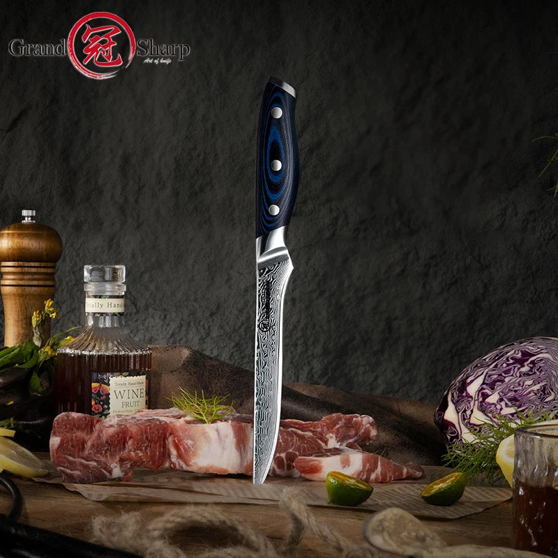KD Japanese 6'' Damascus Kitchen Knife AUS-10 with Gift Box