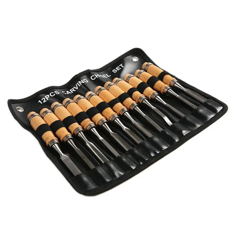 KD 12Pcs Wood Carving Hand Chisel Tool Set Woodworking Gouges Construction An Carpentry Tools