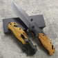KD Outdoor Portable Folding Knife Wooden Handle Hunting