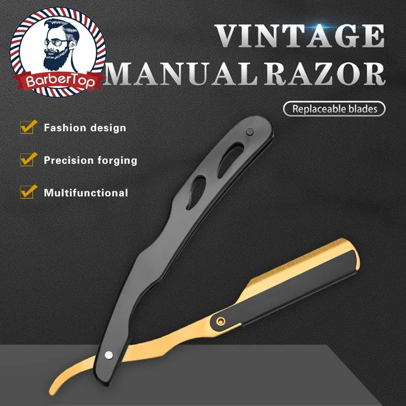 KD Shaving Straight Razor Classic Manual Barber Razors Folding Knife