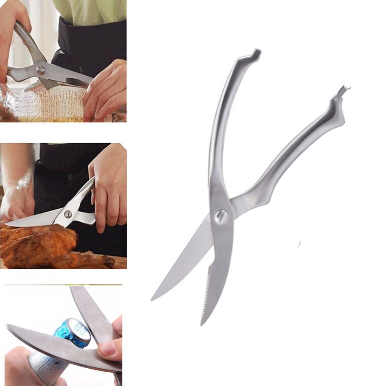 KD Kitchen Scissors Stainless Steel Kitchen Gadget Shear Fish Duck Cut Poultry Chicken Bone Scissors