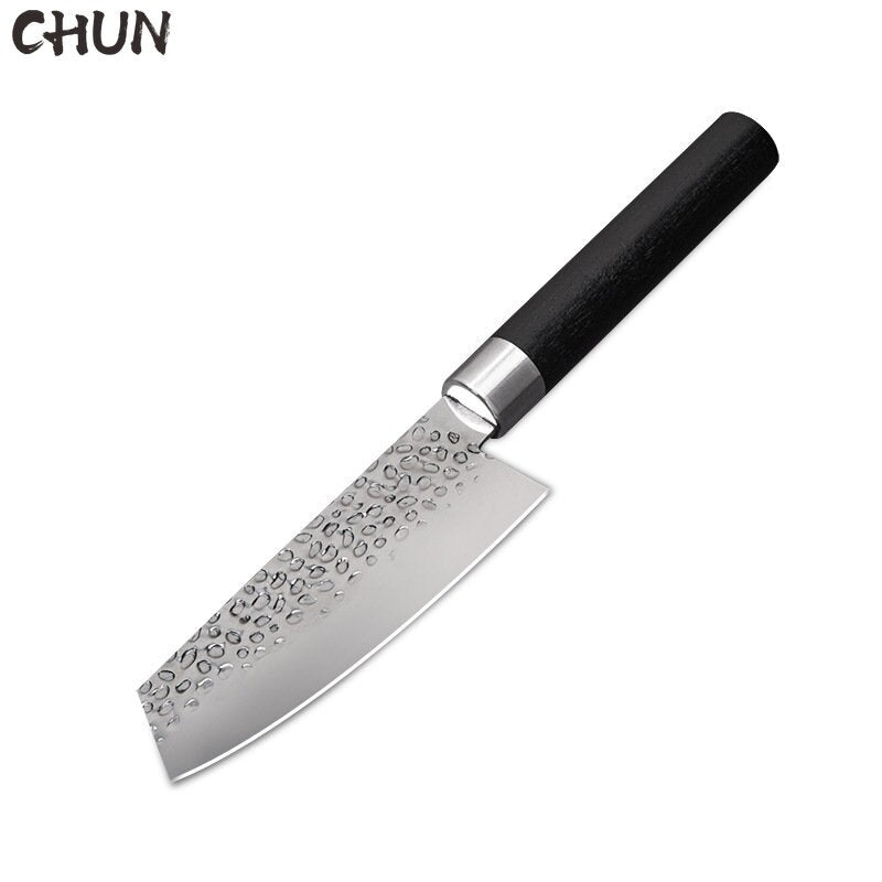 KD Japanese Chef Knife 5.5 Inch Stainless Steel Hammer Pattern Forged Vegetable Knife Wood Handle