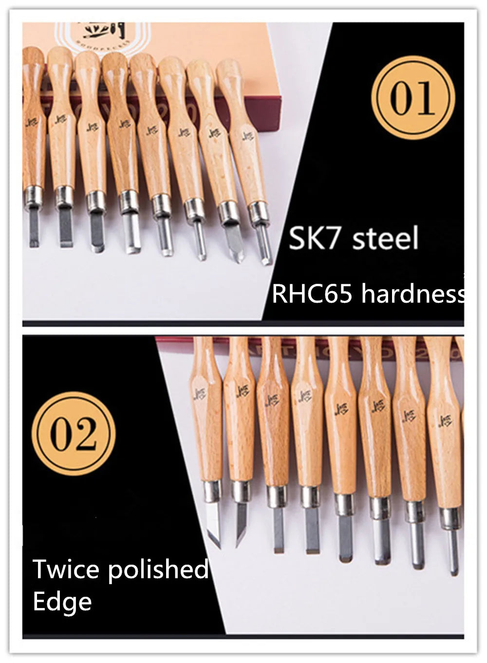 KD 10pcs Carving Knife Tools Durable Beech Wood Engraving Knives