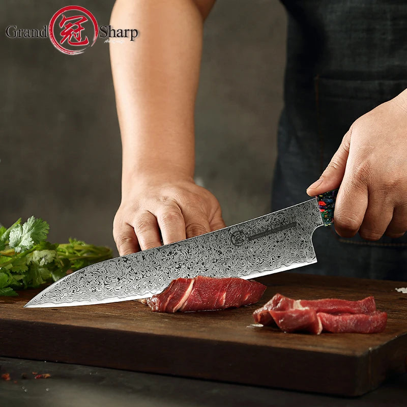 Grandsharp Chef Knife 8 inch AUS-10 Japanese Damascus Steel 67
