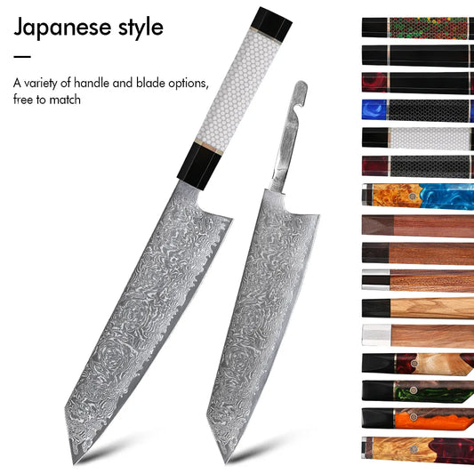 KD DIY Octagonal Handles and Damascus Steel Kiritsuke Chef Knife Blades