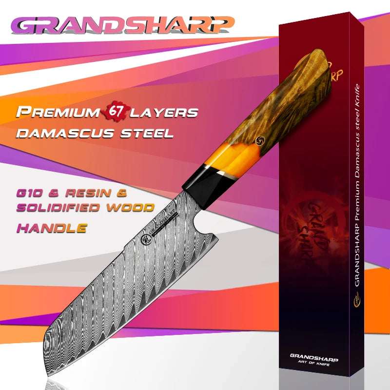 KD 5" Santoku Kitchen Knives 67 Layers Damascus Steel with Gift Box
