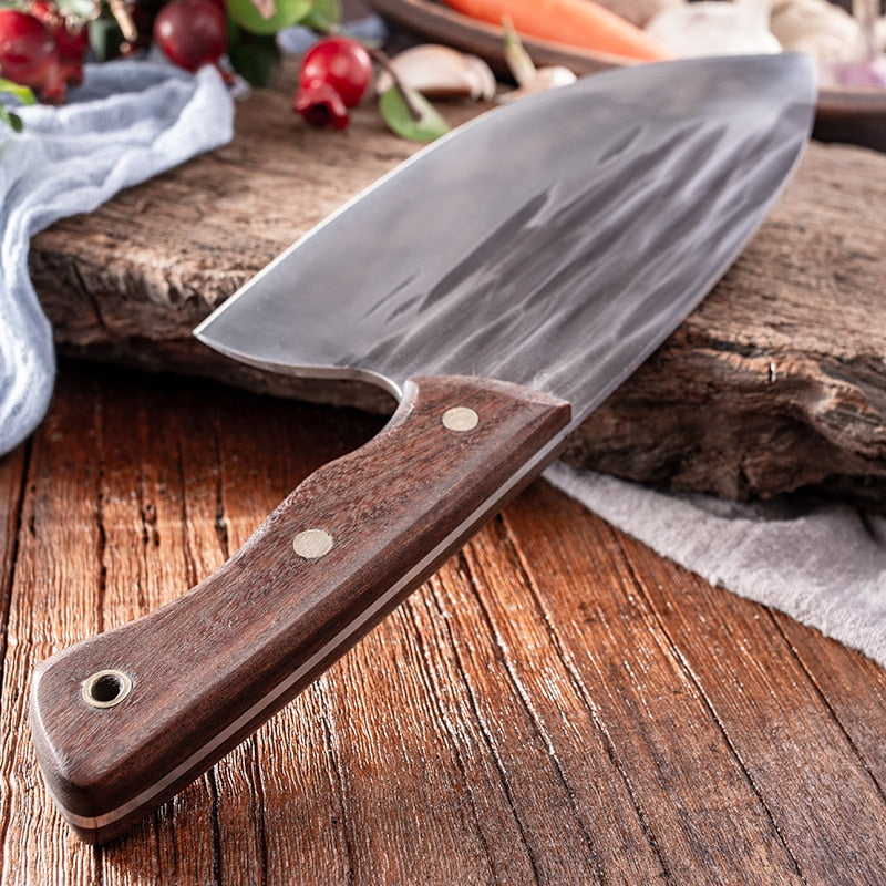 2PCS Butcher Cleaver Knife Set- Serbian Chef Knife & Heavy Duty Meat  Cleaver Knife, Hand Forged Meat Cutting Chopping Knife for Home, Outdoor  Cooking