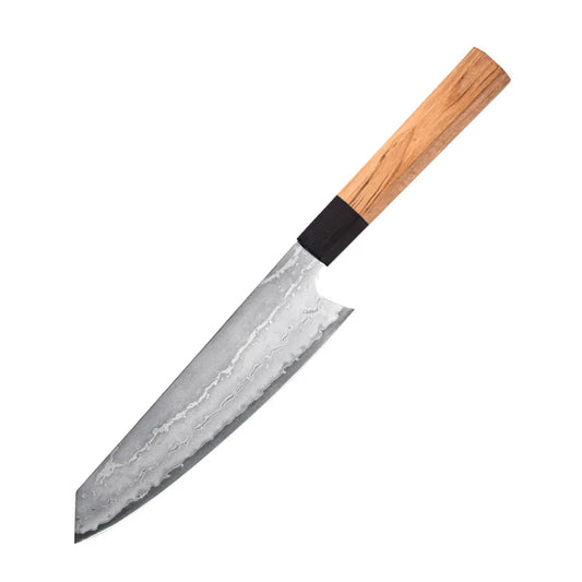KD Kiritsuke Knife Olive Wood Handle Damascus Steel Blade Chef Knife