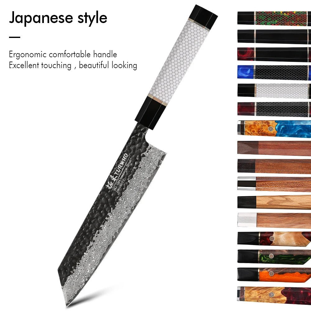 KD Japanese Damascus Steel Kiritsuke Kitchen Knife with Different Handles