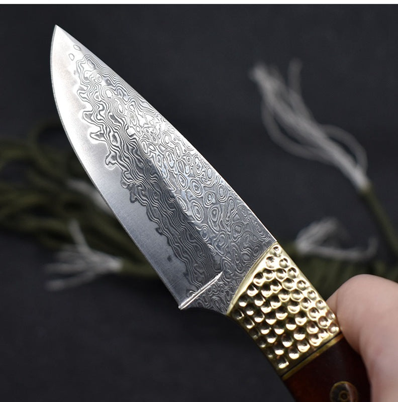 KD Small Hunting Knife Damascus Steel Camping Hunting Tools