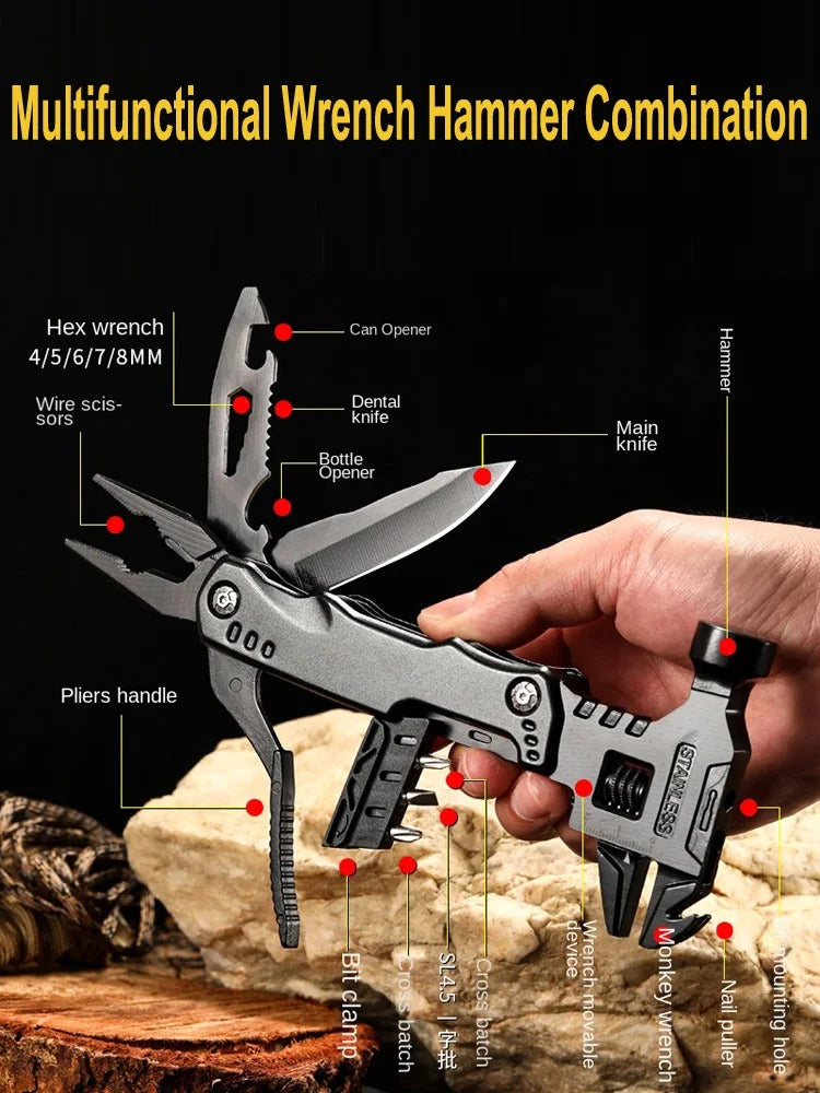 KD Multi Functional Wrench Hammer Combination Universal Folding Pliers Hand Tools