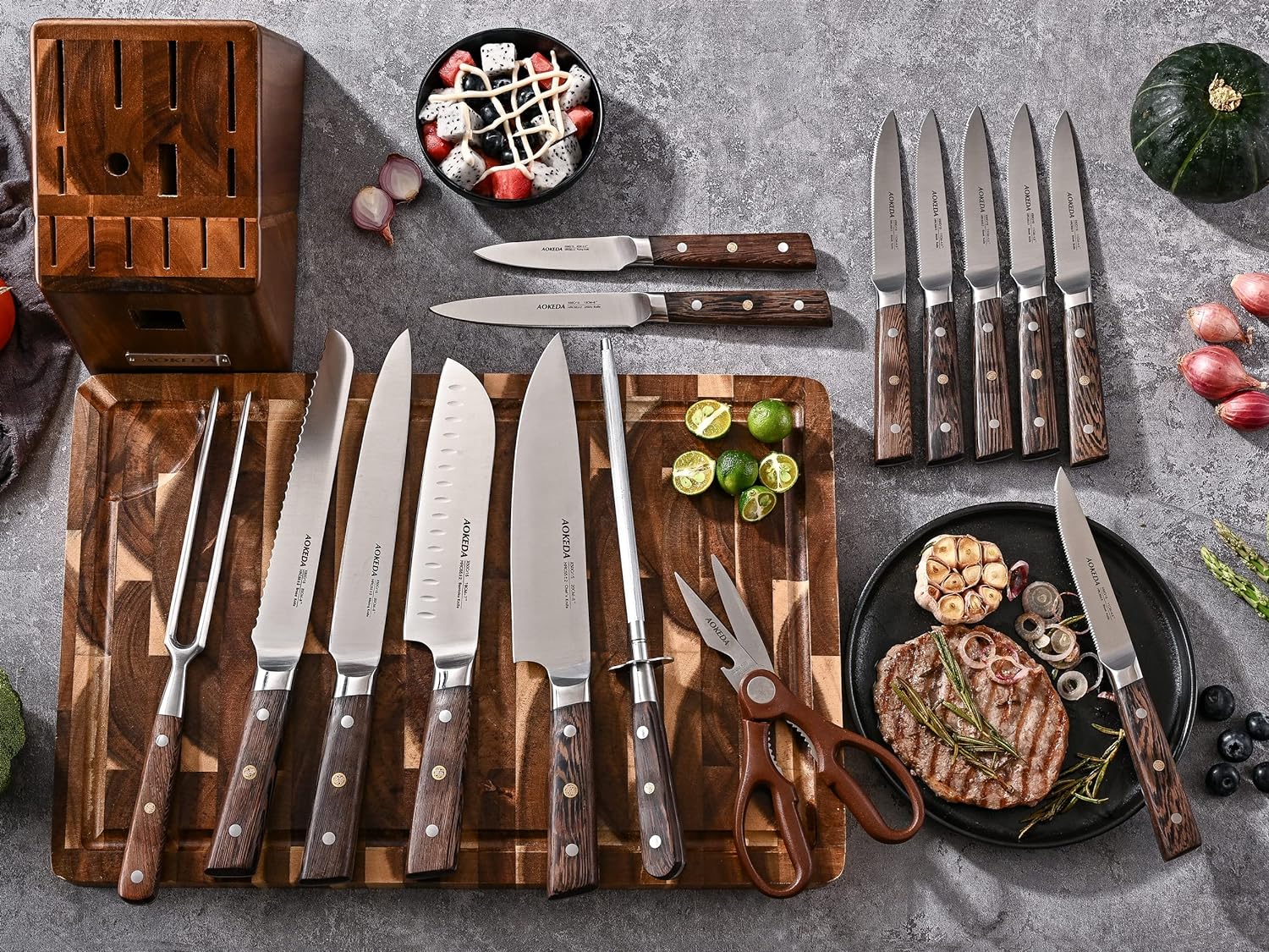 KD 16-Piece Kitchen Knife Set with Block German Steel – Knife