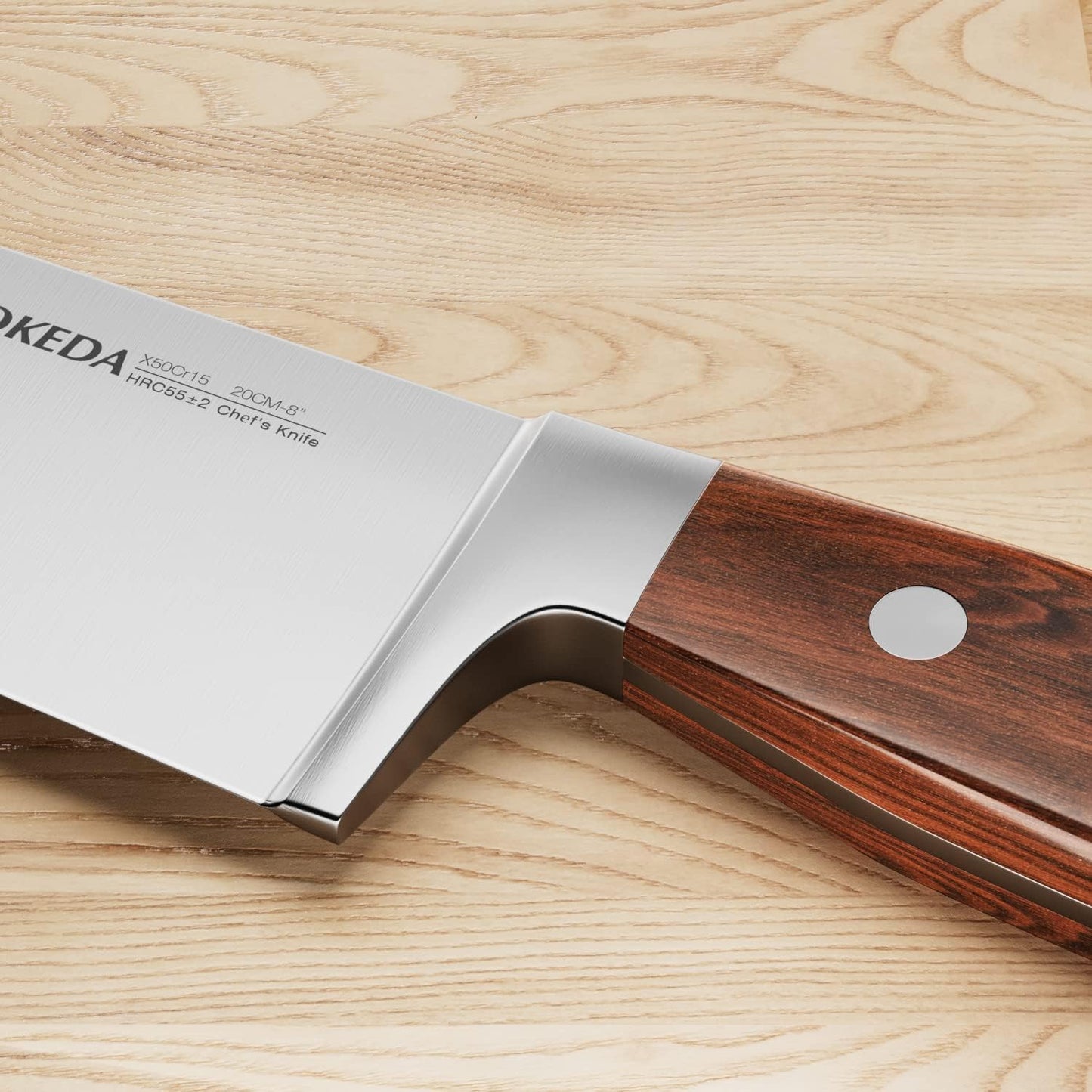 KD 15-Piece Kitchen Knife Set with Block Pakkawood Handle