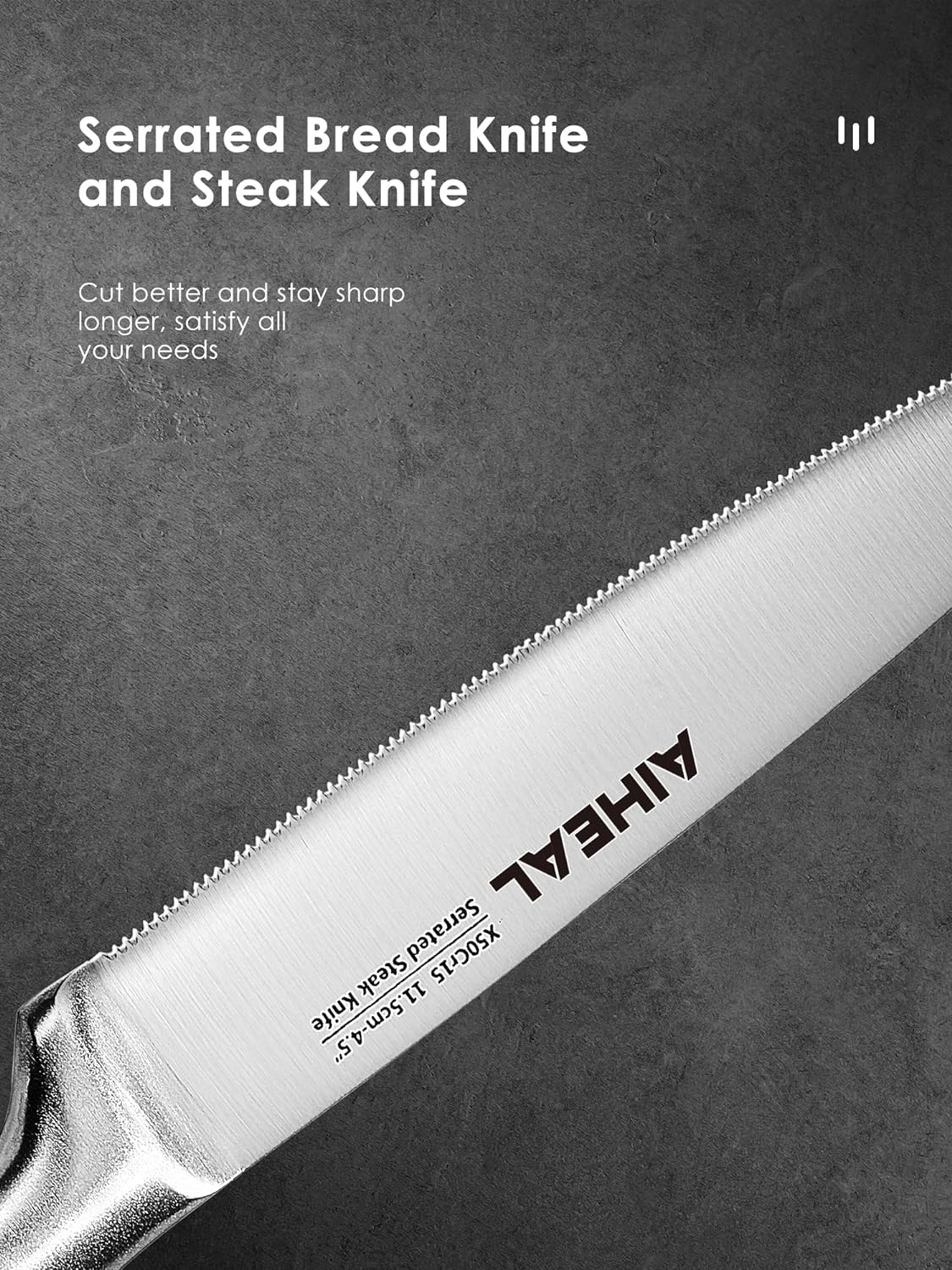 Aiheal Steak Knives, 4.5 Inches Steak Knives Set of 8, Premium Stainless  Steel