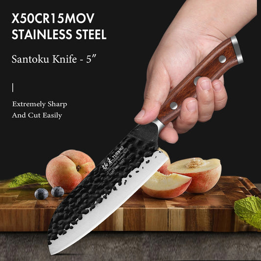 KD Stainless Steel 5" Japanese Santoku Knife Hand Forged Utility Kitchen Chef Knife