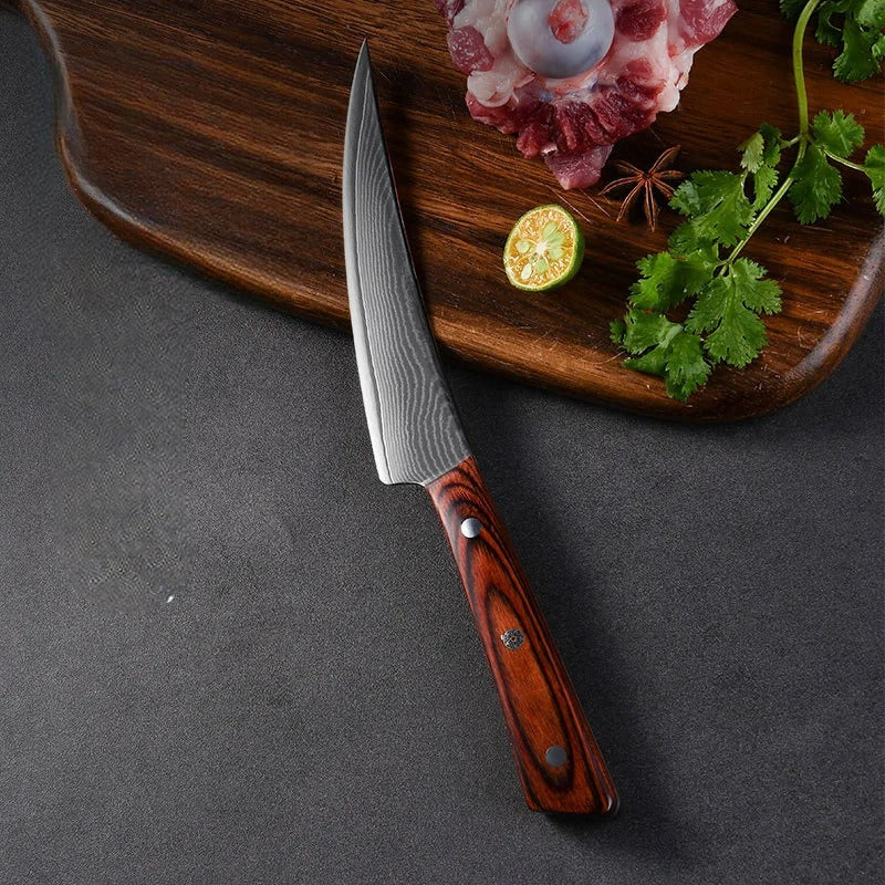 KD Damascus Steel Handmade Forged Boning Knife Kitchen Tool